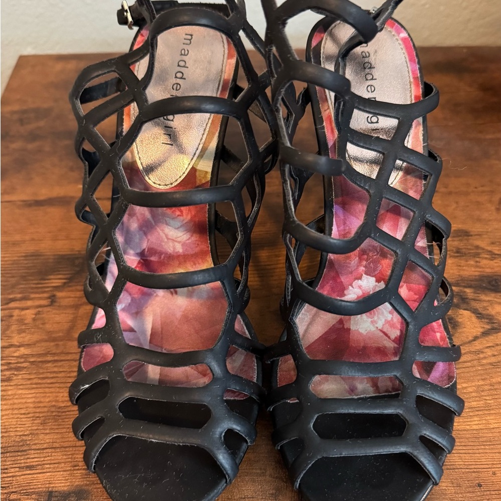 Madden Girl Black Strappy Heels